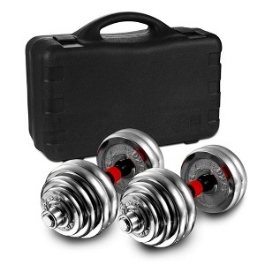 Naysaye Dumbbell Set 66 LBS Adjustable Weight Set with Carry Box for Home Gym and Office, Silver, 36.22"*12.2"*6.29" - 1 of 4