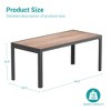 Patio Rectangular Coffee Table, Imitation-wood Top Modern Industrial Style w/Metal Frame, Black - 3 of 4