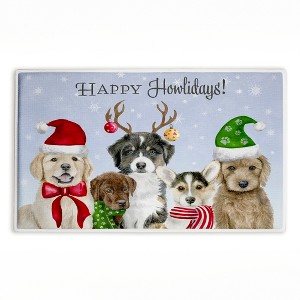 Stupell Industries Happy Howlidays Puppies Printed Plush Bath Mat And Bath Rug, Design By Brett Blumenthal, 18"X30" - 1 of 4