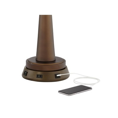 Bronze Industrial Table Lamp with USB and AC Power Outlet