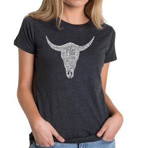 LA Pop Art Women's Premium Blend Word Art T-shirt - COUNTRY MUSIC'S ALL TIME HITS - 1 of 4