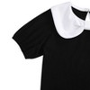 Girls' Bow - Neck Puff Sleeve Top, Cute Peter Pan Collar Tee, Sweet Casual Outfit for Kids - 4 of 4