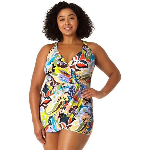 Anne Cole Plus - Women's Swim Dress With Skirted Bottom : Target