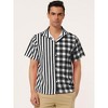 Lars Amadeus Men's Contrast Color Short Sleeves Striped Plaid Printed Shirt - 2 of 4