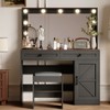 43.4"W Makeup Vanity Table with Large Mirror and 11 LED Light, Brightness Adjustable, Dressing Table Desk with 2 Drawers & Stool - ModernLuxe - 2 of 4