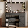 43.4"W Makeup Vanity Table with Large Mirror and 11 LED Light, Brightness Adjustable, Dressing Table Desk with 2 Drawers & Stool - ModernLuxe - image 2 of 4