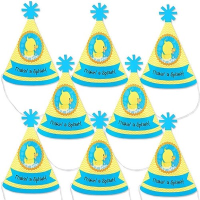 Big Dot of Happiness Ducky Duck - Mini Cone Baby Shower or Birthday Party Hats - Small Little Party Hats - Set of 8