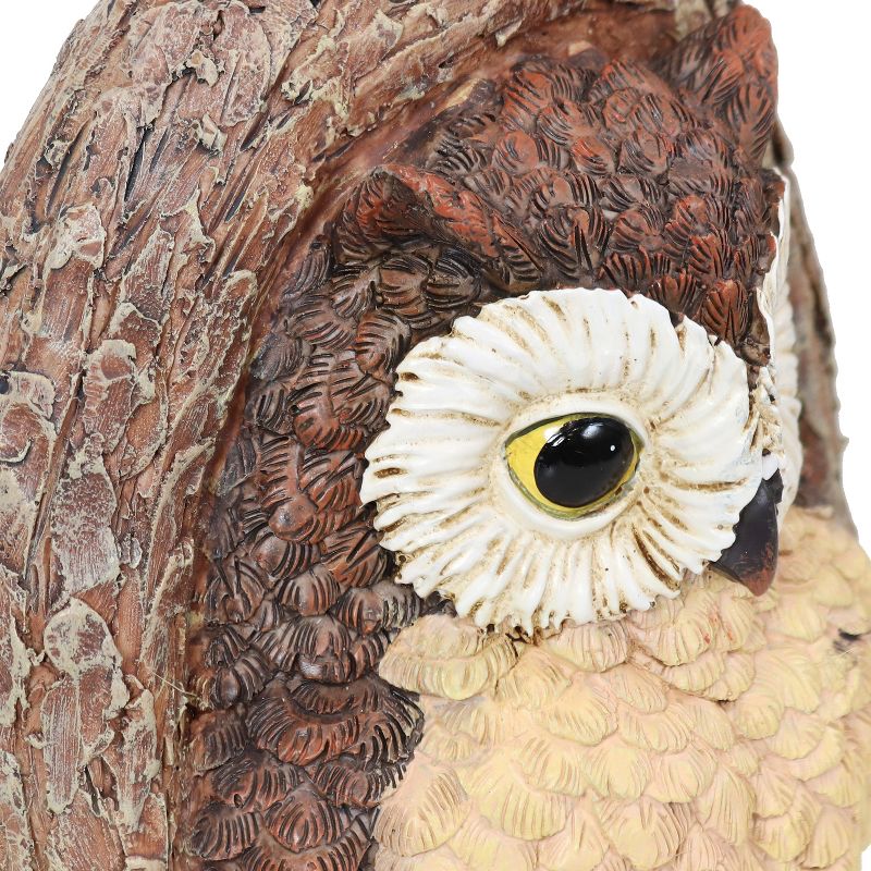 Sunnydaze Outdoor Polyresin Winifred and Wesley the Wise Old Owls Tree Hugger Tree Trunk Garden Sculpture Decoration - 9" - 2pc, 5 of 11