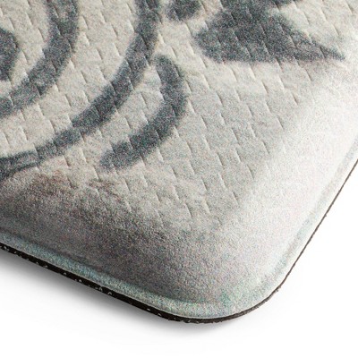 Grateful Grey and Cream Floral Anti-Fatigue Kitchen Mat