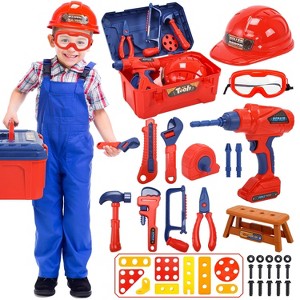 Skirfy 42-Piece Beginner Tool Set with Tool Box, Toy Chainsaw and Drill, Pretend Play Toys - 1 of 4