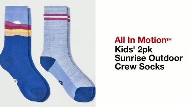 Kids' 2pk Sunrise Outdoor Crew Socks - All In Motion™, 2 of 5, play video