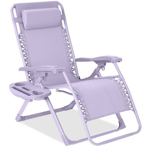Best Choice Products Monochromatic Zero Gravity Chair, Folding Patio Recliner w/Side Tray, Headrest - 1 of 4