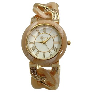 Olivia Pratt Gold and Rhinestones Chain Tortoise Strap Women Watch - 1 of 4