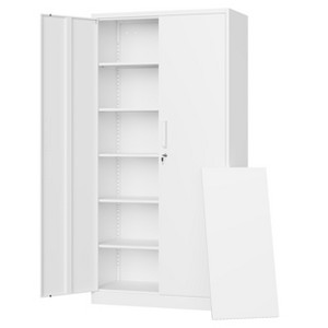 Lockable Metal Storage Cabinet 2-Door 5-Shelf, Mlezan Heavy Duty Garage Cabinet for Home/Office/Gym - 1 of 4
