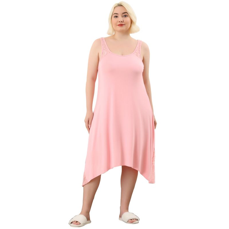 Agnes Orinda Plus Size Women Nightgown Chemise Sleepwear Full Slip Lace Nightwear, 4 of 7