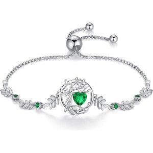 Tree of Life Birthstone Bracelet, Sterling Silver Charm Bracelet with Gemstone, Anniversary Birthday Christmas Gift for Women - 1 of 4