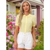 Allegra K Women's Plaid Gingham Puff Short Sleeve Peter Pan Collar Button Down Shirt - 2 of 4