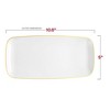 Smarty Had A Party 10.6" x 5" White w/ Gold Rim Rectangular Plastic Plates - 120 pcs - 2 of 4