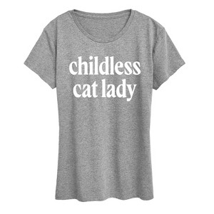 Women's - Instant Message - Childless Cat Lady White Short Sleeve Graphic T-Shirt - 1 of 4