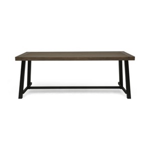 GDFStudio Emersyn Outdoor Acacia Wood Dining Table, Gray/Black - 1 of 4