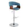 Set of 2 Vintage Mod Upholstered Barstools Blue/Walnut - Lumisource: Chrome Base, Cushioned, Swivel - 2 of 4