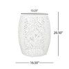 Iron-cut Outdoor Side Table with Tropical Palm Leaf Pattern, Minimalist Barrel-Shaped Patio End Table, Outdoor End Tables -Christopher Knight Home - 3 of 4