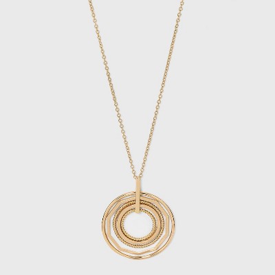 Multi Ring Pendant Statement Necklace - A New Day™ Gold