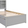 Twin Size Bed Frame, Wood Platform Bed Frame With Double Layered Storage Headboard, USB Port, 2 Sliding Drawers, Bed Frame, No Box Spring Needed - 3 of 4