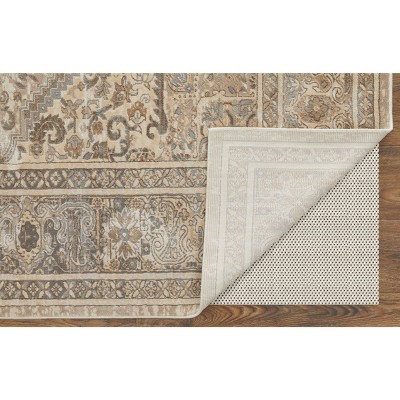 Traditional Persian Style Ivory and Brown Rectangular Area Rug