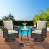 Jojoka 3pc Outdoor Wicker Rocking Bistro Set with 2 Swivel Chairs & Glass-Top Table, Rattan Patio Furniture with Cushions for Porch, Backyard - 3 of 4