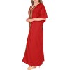 LA LEELA Women's House Daily Routine Evening Wear Vacation Holiday Casual Loungewear Oversize Caftan Maxi Top Night Shirts for Women 2X-3X Red, Solid - image 2 of 4