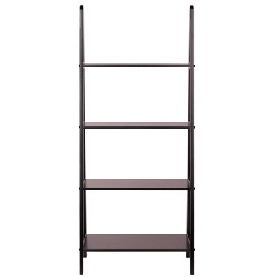 Transitional Espresso Wood 4-Tier Ladder Bookcase