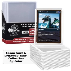 Monster Top Loaders for Trading Cards - 25, 3x4" Clear Hard Plastic Protector w White Border- Compatible w Yugioh, Sports & More - 1 of 4