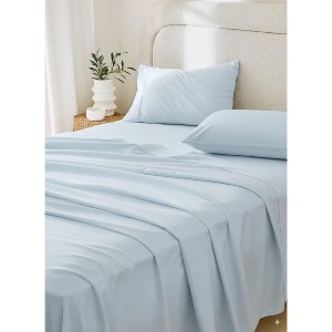 Rug Branch California Cotton Club Sheet Set – 600 Thread Count, 100% Long-Staple Cotton, Soft Sateen Weave - Light Blue - 1 of 4