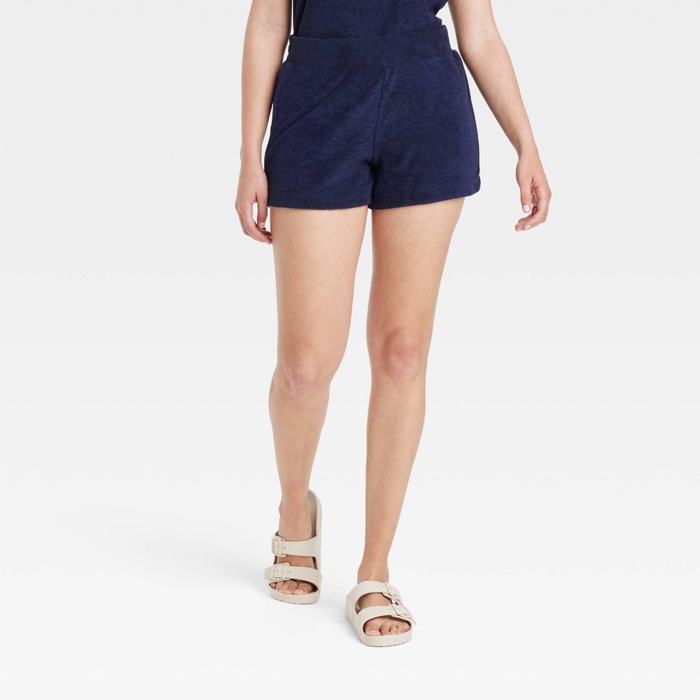 Women's Mid-Rise Pull-On Shorts - A New Day Navy Blue XSmall 