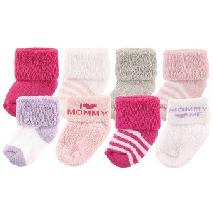 Luvable Friends Baby Girls Newborn and Baby Terry Socks, Pink Mommy - 1 of 1
