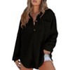 Coolmee Women Waffle Knit Tops Loose Henley Shirts Long Sleeve Button V Neck Casual Tunic Top - 2 of 4