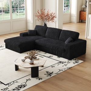 KWPZQEB 114'' Modular Sectional Sofa Couches, L-Shape Couch with 2 Pillows, 3 Seat Sofa with Recliner, Comfy Sectional Couches for Living Room - 1 of 4