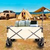 VisioGear Outdoor Serving Carts, Portable Folding Beach Wagons with Wheels, Outdoor Serving Carts with Adjustable Handle, Off-White, 38"*21.5"*34.5" - 3 of 4