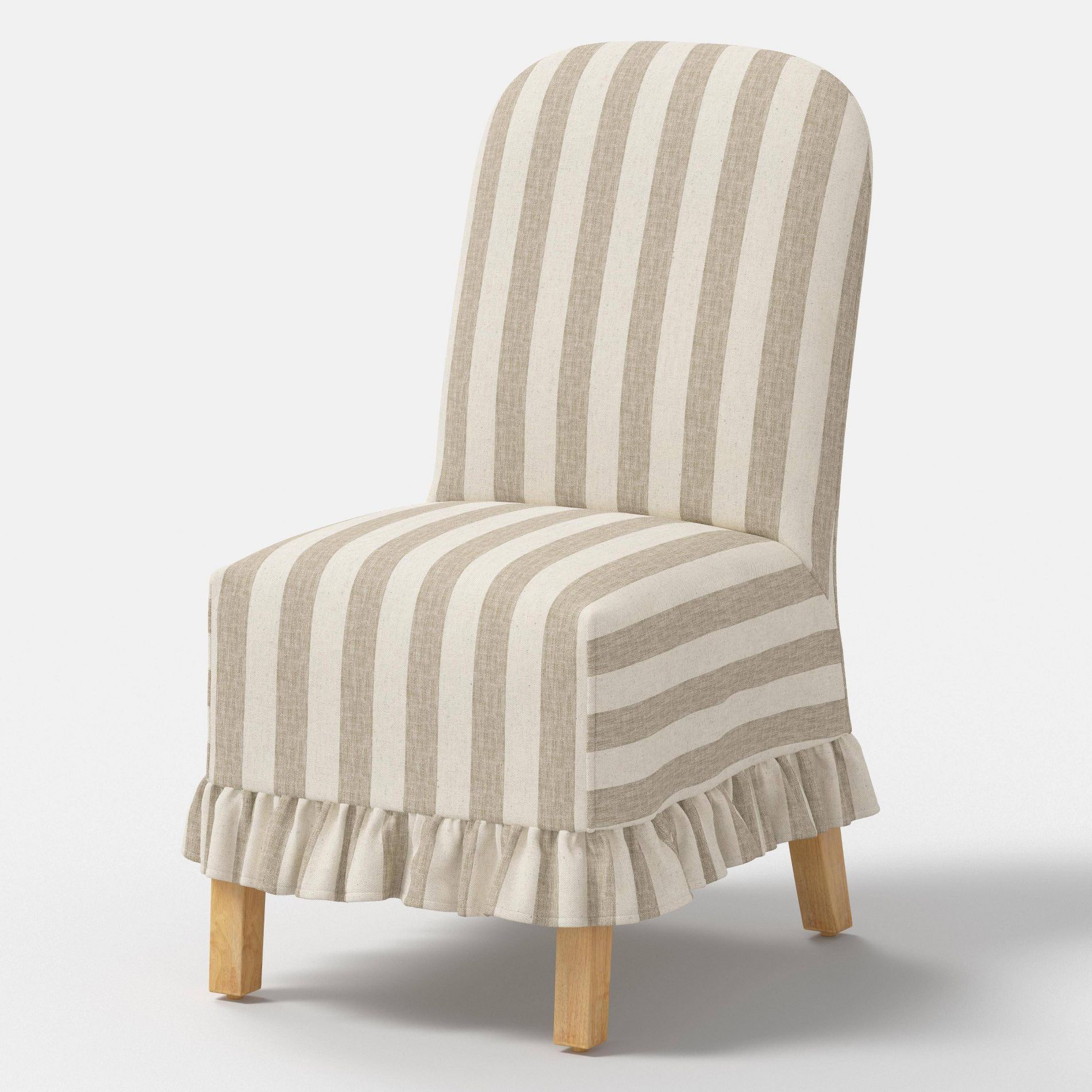 Replacement Ruffled Slipcover Only for Rounded Back Dining Chair Malcolm Stripe Brown - Threshold™