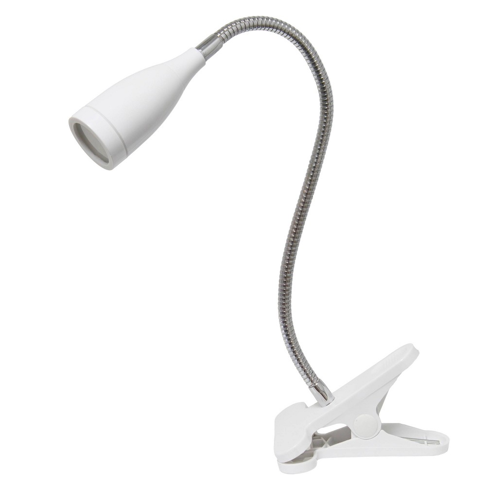 Creekwood Home Sleek Essentials 17.25" Adjustable Basic Clip (Includes LED Light Bulb) with Flexible Gooseneck White