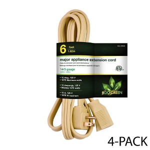 GoGreen Power (GG-25606) 14/3 3' SPT A/C Extension Cord - Beige, 4-Pack - 1 of 4