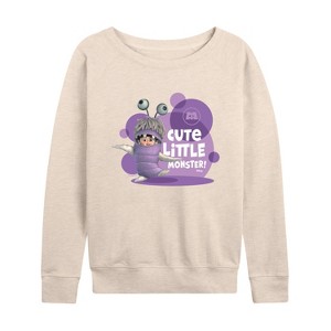 Women's - Disney - Boo Cute Little Monster Lightweight French Terry Wide Neck Long Sleeve Shirt - 1 of 4