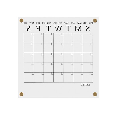 Clear Acrylic Monthly Wall Calendar with Black Print and Dry Erase Marker