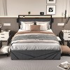 Upholstered Bed Frame with Storage Drawers, LED Headboard, Charging Station and Metal Slats for Bedroom - Baofuwish - 3 of 4