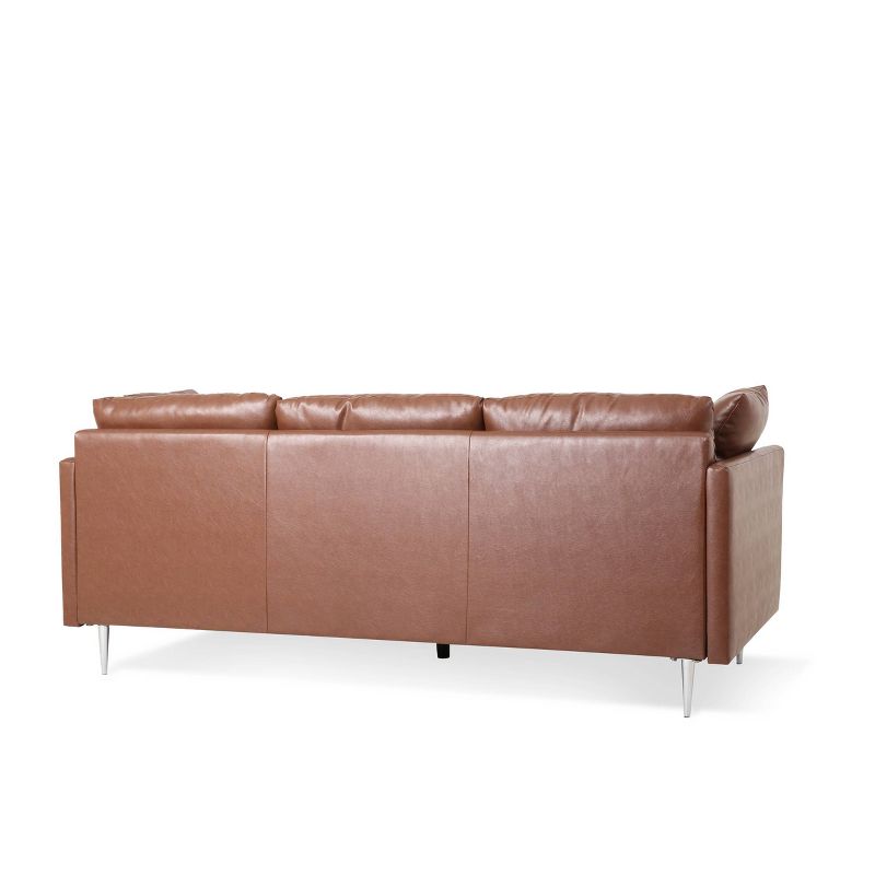 Brockbank Modern Faux Leather 3 Seater Sofa with Pillows - Christopher Knight Home, 5 of 12