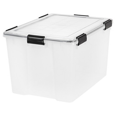 Iris 74qt Weatherpro Plastic Storage Bin Clear With Lid: Stackable ...