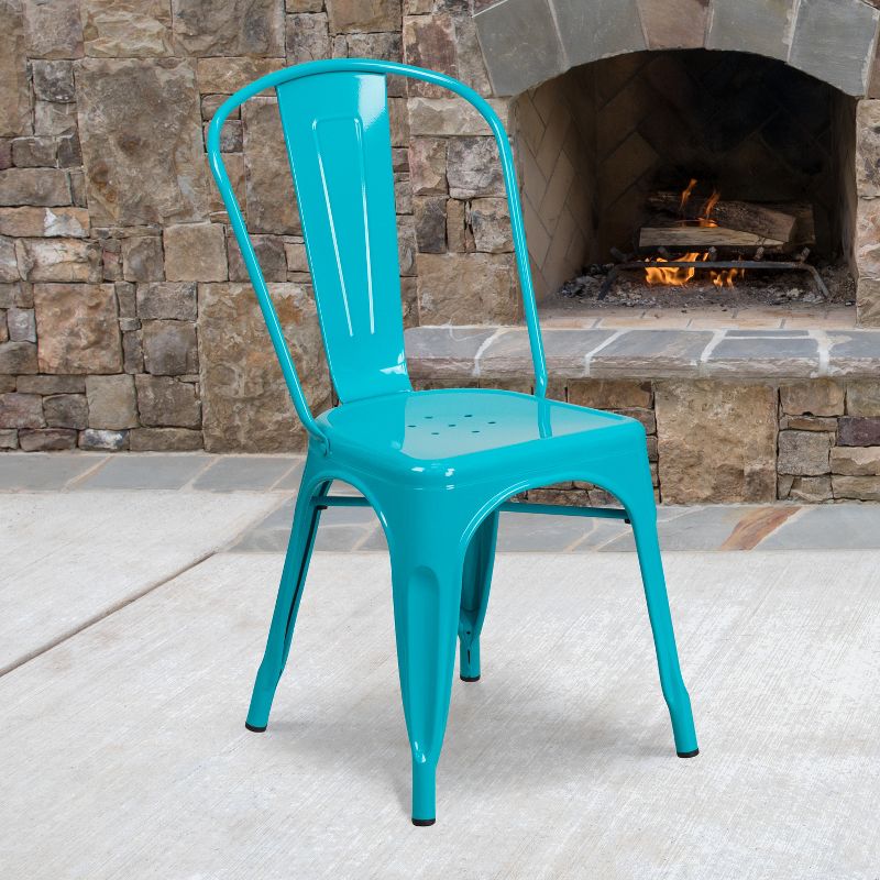 Flash Furniture Commercial Grade Metal Indoor-Outdoor Stackable Chair, 3 of 12