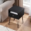 VECELO Metal Frame Nightstand, End/Side Table with Drawer and Storage Shelf for Living Room or Bedroom, Brown/Black - 4 of 4