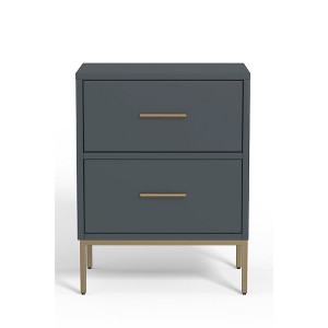 Alpine Furniture,Madelyn Two Drawer Nightstand, Slate Gray - 1 of 3